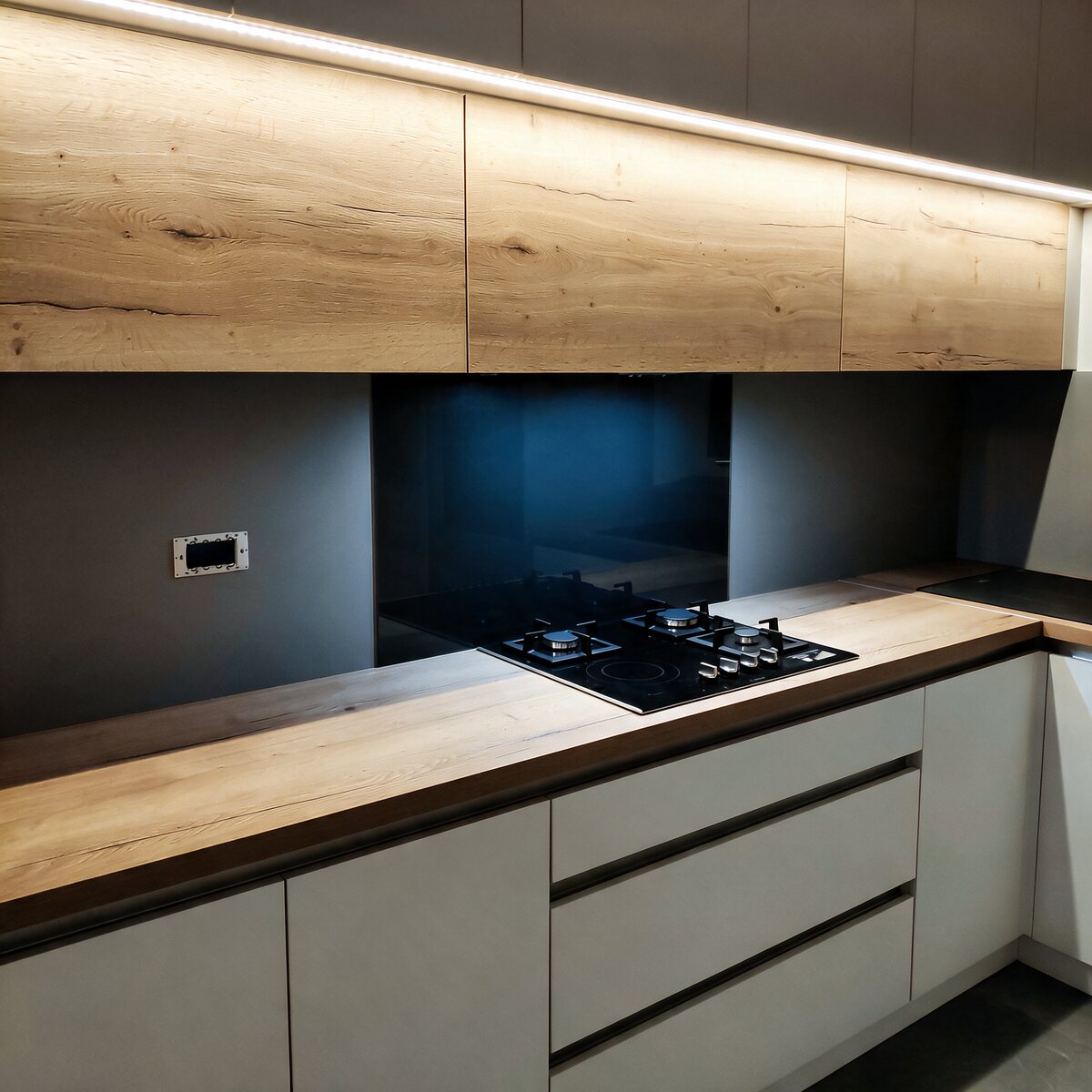 LED strip beneath the cabinets