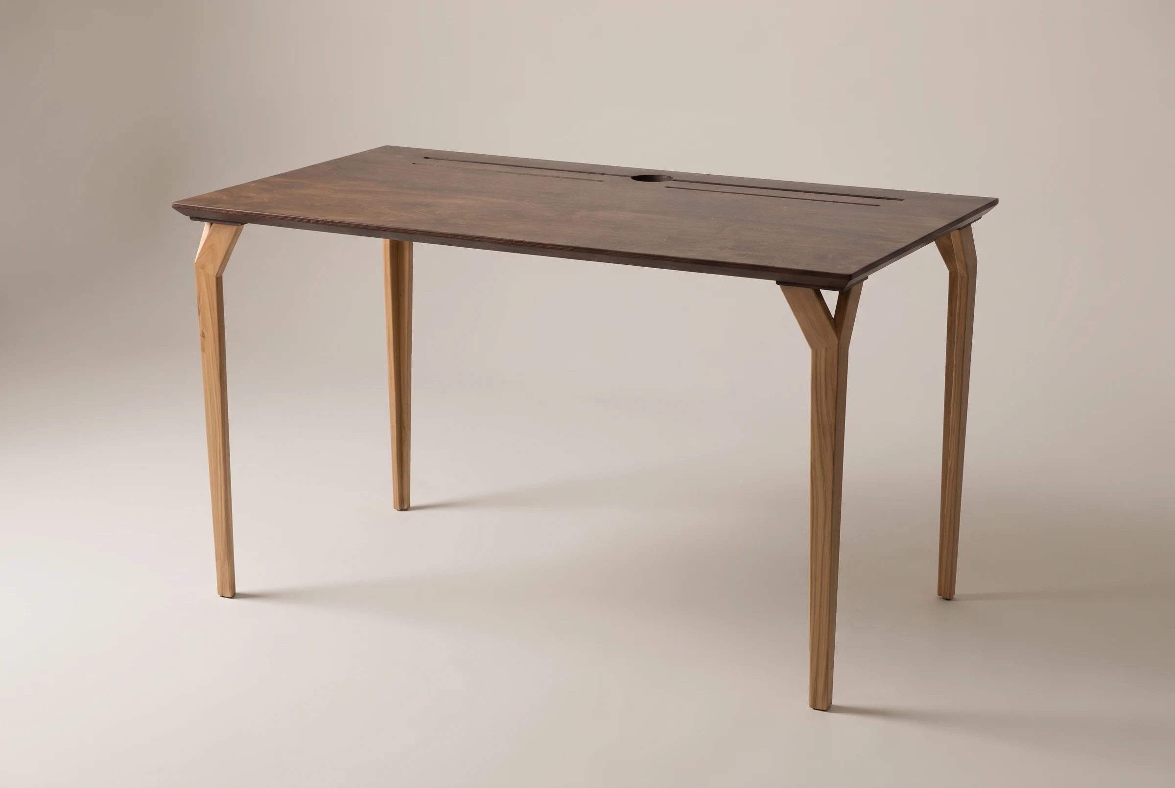 Walnut-stained birch · wooden legs
